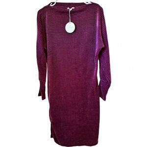 NWT Women’s Long Sleeved Midi  Sweater Dress Side Splits A Line